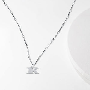 Letter Necklace (K) - Silver